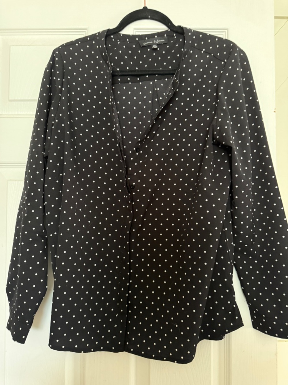Black Polka Dot buttoned Blouse